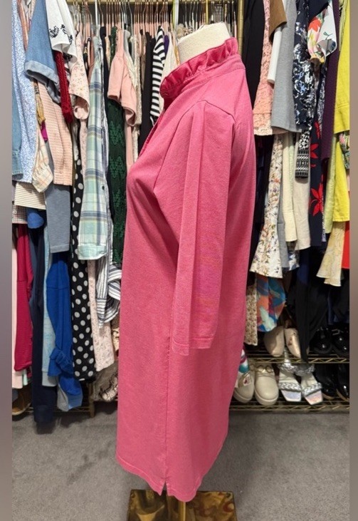 Peter Millar Pink Ruffle Collar Button Shirt Dres… - image 3