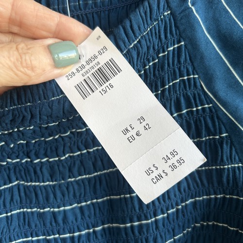 Abercrombie & Fitch Kids Blue Smocked Bodice Long Sleeve Dress Size 15/16 NWT - Picture 4 of 7