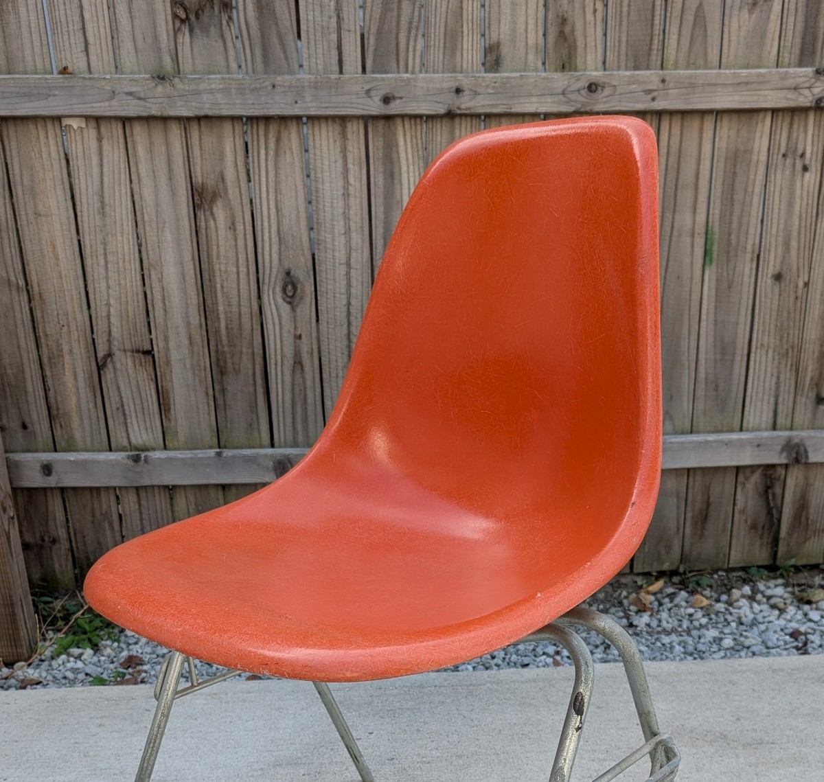 Vintage Eames For Herman Miller Orange Fiberglass Shell Side Chair