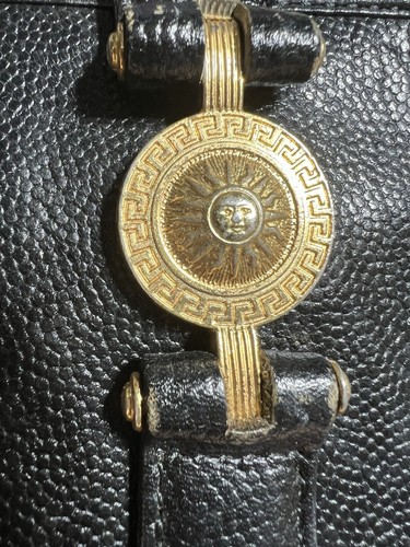 GIANNI VERSACE SUNBURST BRAUN KIESEL LEDER MINI HANDTASCHE schwarz gold authentisch - Bild 3 von 24