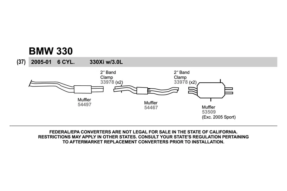 For BMW 330Ci 2001-2006 Walker 33978 Aluminized Steel Mega Band Clamp Foto 4 de 4