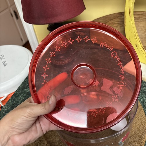Pioneer Woman Red Boot Floral Christmas Cookie Treat Container Acrylic Round - Picture 7 of 8