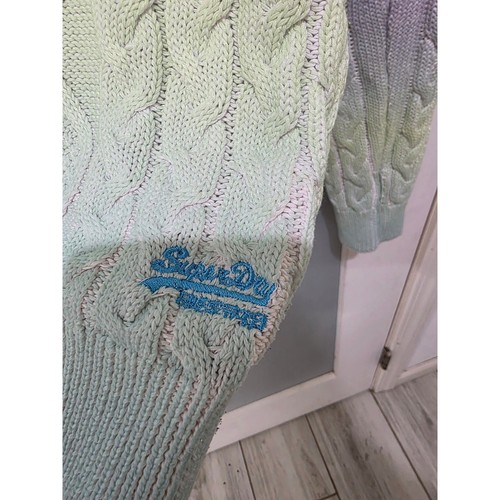 Superdry Made Rainbow Cable Knit Sweater Ombre Pastel Medium Unisex Cozy - Picture 2 of 6