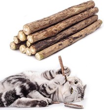 10 PCS Cat Catnip Sticks, Natural Matatabi Silvervine Sticks - 10 PCS, Brown