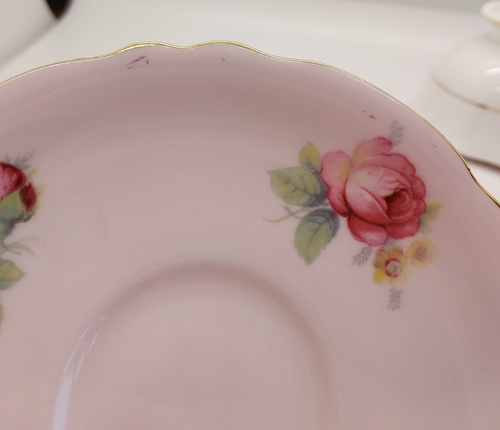 Vintage Paragon Pale Pink Cabbage Rose Double Warrant Cup & Saucer England - Picture 11 of 12