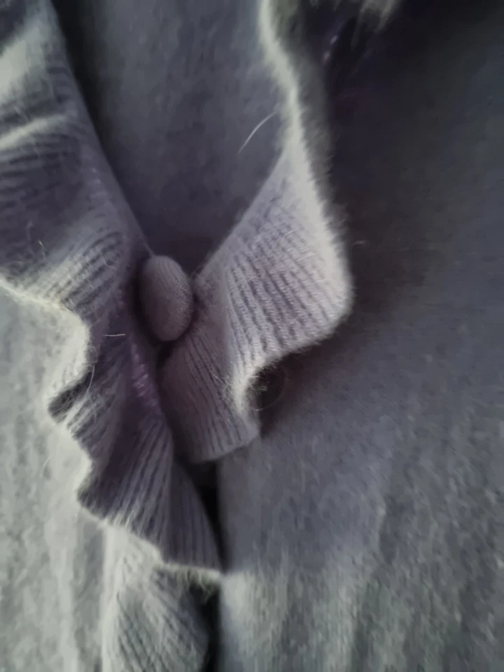 CC Country Casuals Large Lilac Angora Blend Ruffle Frilly Bolero Cardigan - Image 3 of 4