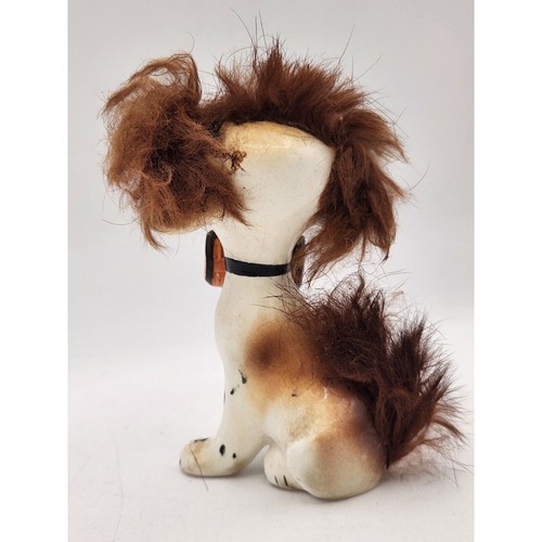 VTG Derpy St Bernard Sitting Puppy Dog With Brown Fuzzy Fur 4" Figurine - Bild 4 von 7