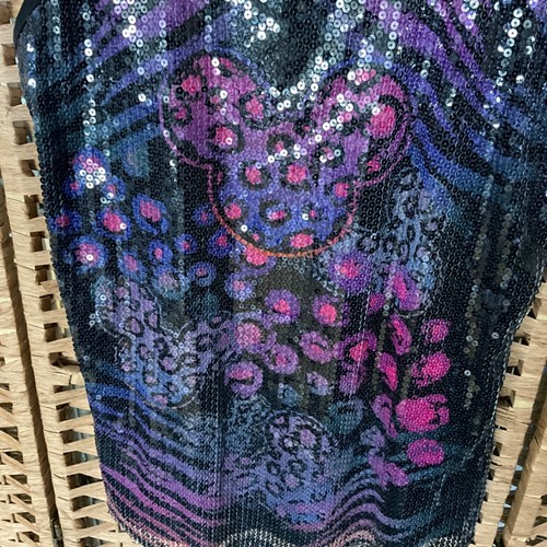 Disney Parks Women's Sequins Mickey Mouse Tank Top Large Black Purple Pink - Picture 3 of 10