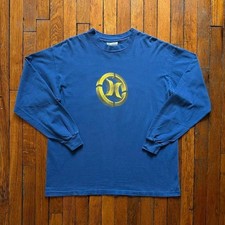 Vintage 90s Hurley Single Stitch Made in USA Shirt Men Large Blue 3D Logo LS