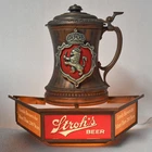 Vintage 1960s Stroh's Beer Lighted Bar Wall Sign Stein Tankard 3-D WORKS!