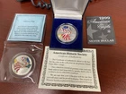 1999 & 2000 American Eagle Colorized Fine Silver Dollar Coin w/COA 1oz