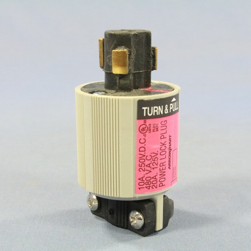 Cooper 23005N Gray Interrupting 20A 125V 10A 250VDC 480V Flanged Power-Lock Plug - Picture 3 of 6