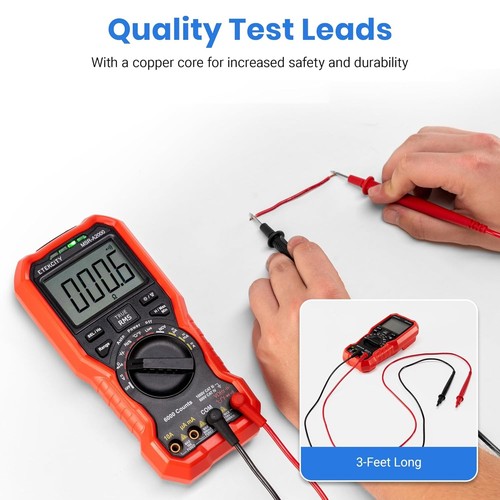 Etekcity Digital Multimeter Voltmeter Tester TRMS 6000 Counts, AC DC Red - Picture 9 of 10