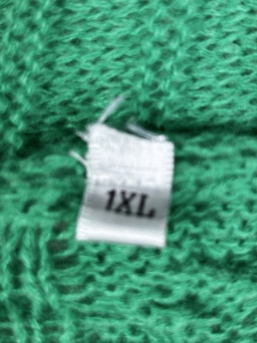 Green Cable Knit Maxi Cardigan 1X Long Open Front Sweater Coat Trendy NWOT - Picture 7 of 8
