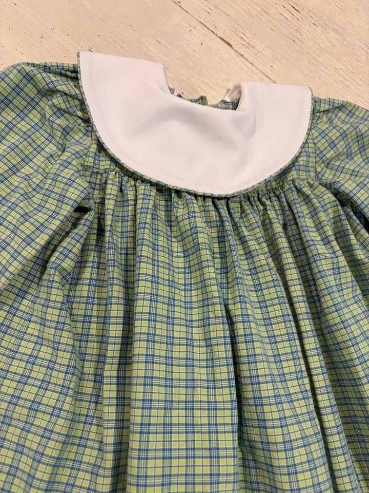 Vestido Fast Friends Niñas Talla 5 Cuadros Manga Larga Cuello Blanco Hecho en EE. UU. Foto 3 de 4