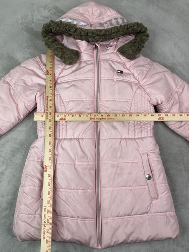Tommy Hilfiger Girls 14/16 Fleece Pink Lined Puffer Jacket Coat Hooded Pockets - Picture 16 of 24