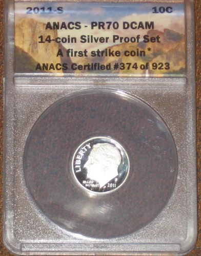 2011 S Proof Roosevelt Dime Silver ANACS PR 70 DCAM FS PR PF 10c
