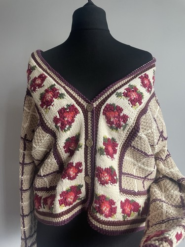 Cárdigan Floral Vintage Talla 12-14 Estilo Crotchet Algodón Cottagecore Country - Imagen 14 de 18