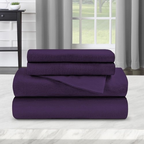 SUPERIOR Flannel-SH Sheet Set, Twin XL, Purple - Picture 2 of 2