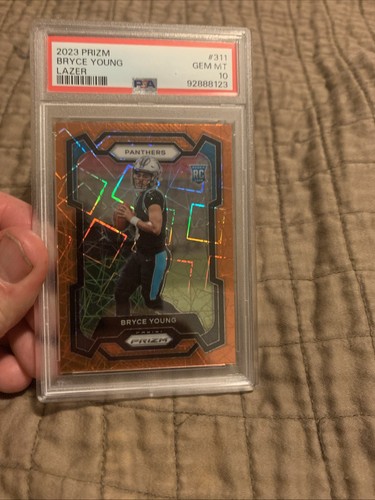 2023 Panini Prizm Football Bryce Young Orange Lazer Prizm RC PSA 10
