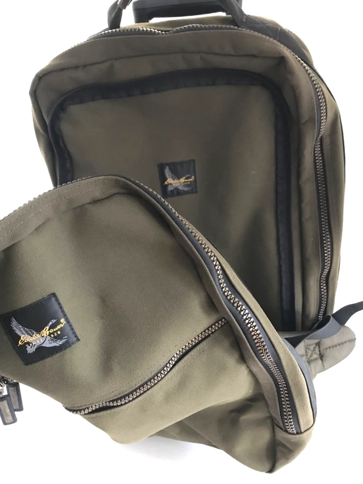 Mochila extraíble Eddie Bauer de lona vintage 2001 verde militar Foto 4 de 4