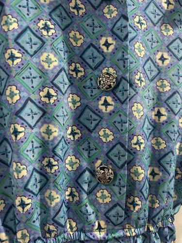 Vintage 50er 60er Leslie Fae Kragen Hemdkleid Damengröße 16 blau Geo Hausfrau - Bild 3 von 13