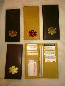 Leather-Bifold-Checkbook-Medical-Wallet-w-photo-holder-4-colors-amp-med-symbol
