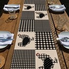 Farm Animal Hen Black White Buffalo Plaid Check Table Runner 13''X72'' Chicken