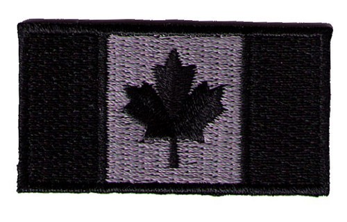 HOOK/LOOP Canada flag 2" x 1" black/silver biker SWAT police patch - Picture 1 of 1