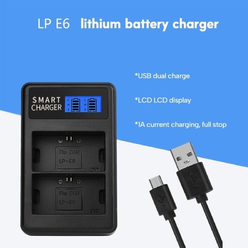 LP-E6 LPE6 Dual Battery Charger LCD Display for 5D Mark II, Mark III - Photo 5 sur 8