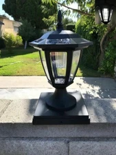 2-Pack BLACK Solar Hexagon Post Cap Lights with WHITE LEDS for 6X6 Fence Post