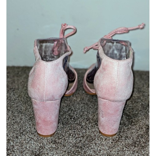 Allegra K Pink Heels Block Ankle Tie Pointed Pumps Party Shoes US 7.5 NEW - Picture 10 of 10