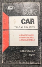 1987 FORD  CAR FRONT WHEEL DRIVE  SPECIFICATION BOOK