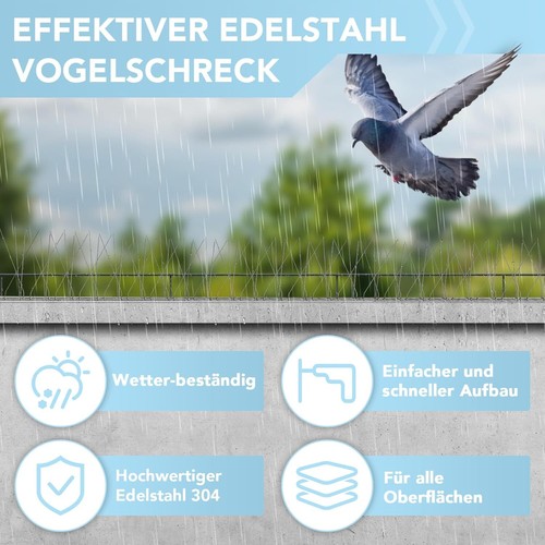 Taubenabwehr Vogel Vogelabwehr Taubenspikes Kunststoff Edelstahl 5 Reihig DHL - Bild 13 von 17