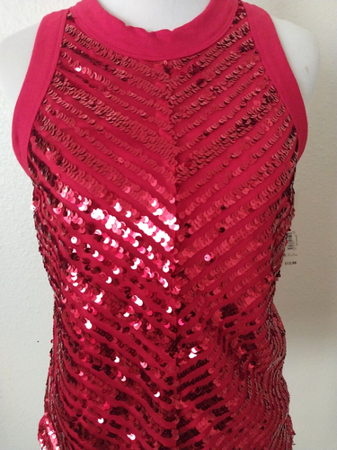 NO BOUNDARIES TANK TOP RED SEQUIN OVERLAY SLEEVELESS WOMEN JUNIOR'S SMALL - Picture 4 of 13