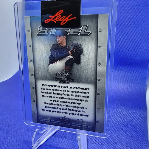 2022 Leaf Trinity Kyle Harrison Tungsten Steel Signatures Auto RC # 2/3 Sparkle - Picture 10 of 10