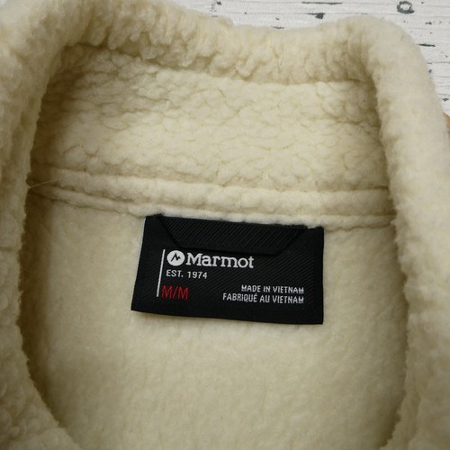 Marmot Wiley Sherpa Vest Womens Medium Cream Brown PolarTec Fleece Zip Pockets - Picture 3 of 6