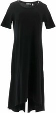 Isaac Mizrahi Live! Elbow Sleeve Knit Maxi Dress-Black-Petite XXS-A308002-NEW