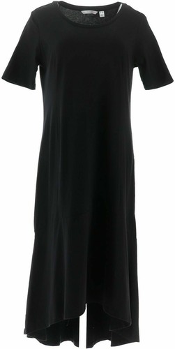 Isaac Mizrahi Live! Elbow Sleeve Knit Maxi Dress-Black-Petite XXS-A308002-NEW - Picture 1 of 2