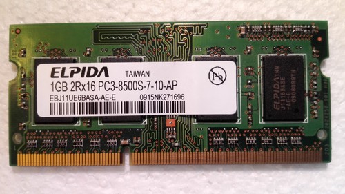 ELPIDA 1GB SO-DIMM DDR3 1066MHz, PC3-8500S, RAM 204-PIN, Memory Modul