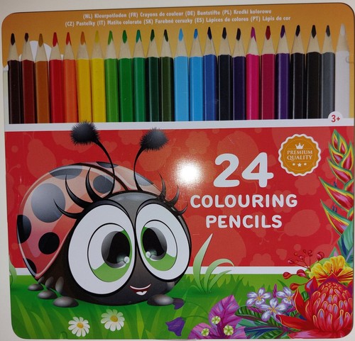 24 Buntstifte in der praktischen Metallbox - CE zertifiziert  - NEU - - Picture 1 of 2