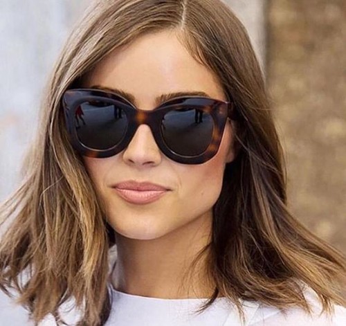 Fashion Marta Square Cat Eye Faceted Big Glossy Julia LUX WaYfe Sunglasses 80464 - Picture 3 of 14