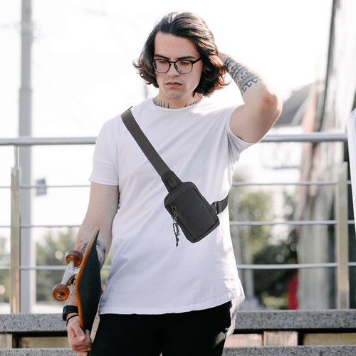 Men's Shoulder Bag Oxford Chest Bag Sling Crossbody Bag Casual Travel Phone Bag - Picture 11 of 12