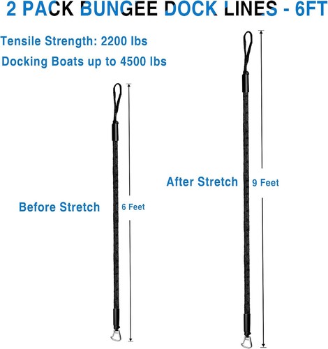 Bungee Dock Line Boat Accessories - Pontoon Jet Ski Kayak Accessories with 316 - Picture 4 of 6