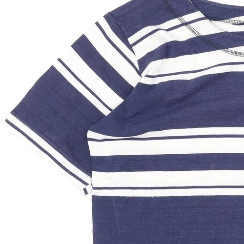 Camiseta básica de pomelousse para mujer a rayas azules 100 % algodón talla 10 cuello redondo - Imagen 6 de 12