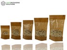 KRAFT PAPER WINDOW STAND UP PLASTIC  SEALABLE POUCH GRIP SEAL HEAT SEAL