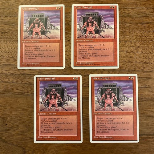 4x Giant Strength NM+ NEVER PLAYED MTG Fourth 4th Ed. Magic x4 FREE SHIPPING - Picture 1 of 2