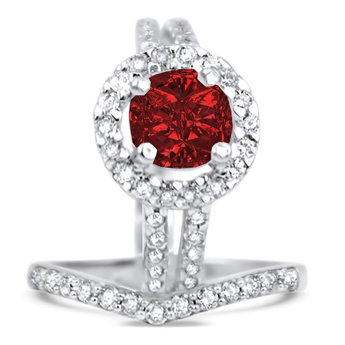 His Her Wedding Ring Set Simulated Ruby Black TRIO Couples Engagement Rings - Picture 4 of 7