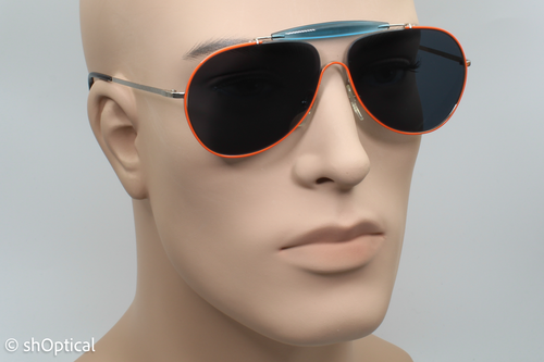 Prada SPR56S UFS-2K1 Mens Pilot Tinted Sunglasses Frames Orange/Silver 59mm - Picture 8 of 10