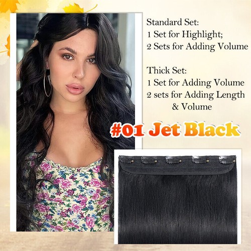 9A Remy Echthaar Clip Ins 3/4 voller Kopf dicker Schuss einteilige Extensions 16-24 Zoll - Bild 21 von 48